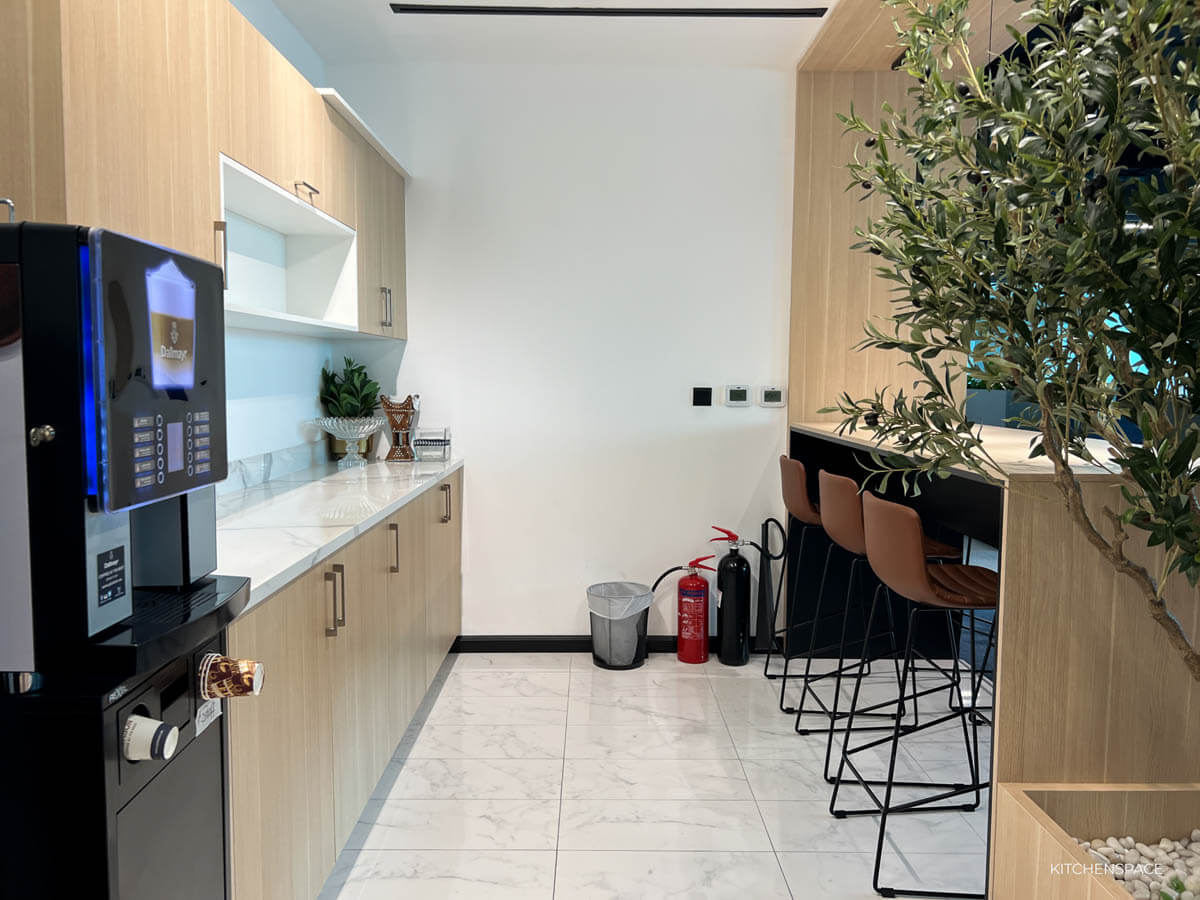 Modern Wood Tone Office Pantry